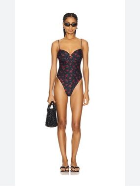 LPA Revolve Dana One Piece Swimsuit in Black Poppy Floral